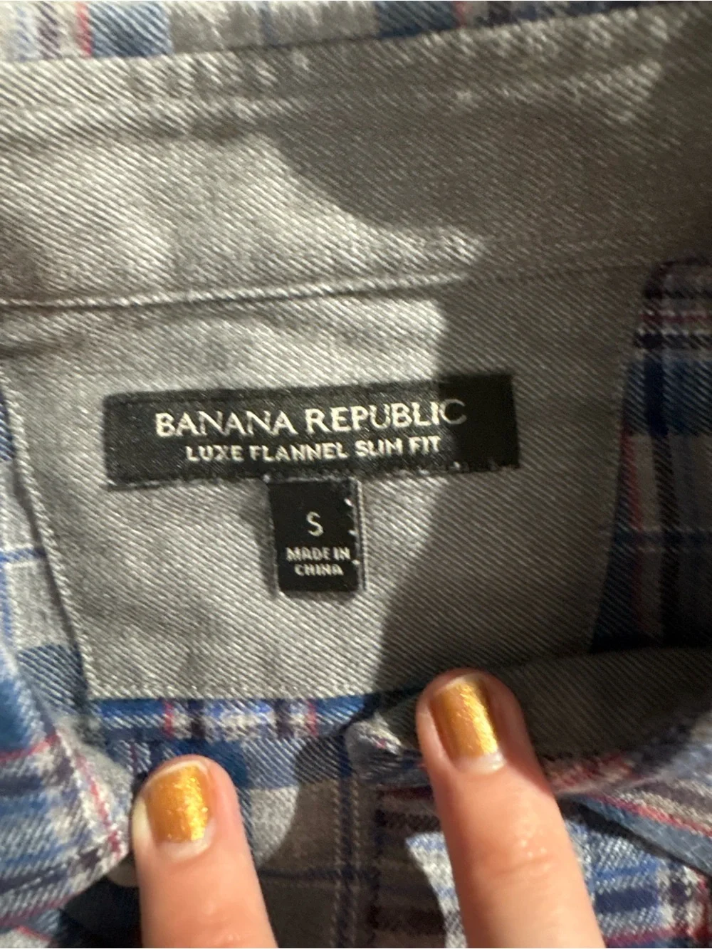 Banana republic blue gray luxe flannel slim fit button down shirt size S